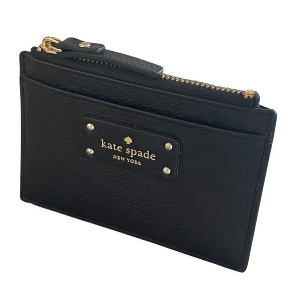 KATE SPADE Grove Street Adi Black Leather Essential Card Holder Zip Wallet NWOT - Picture 6 of 7